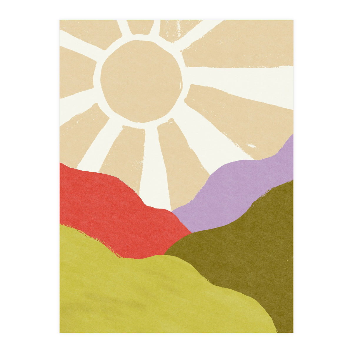 Sunshine & Hills \\ Retro Landscape  (Print Only)