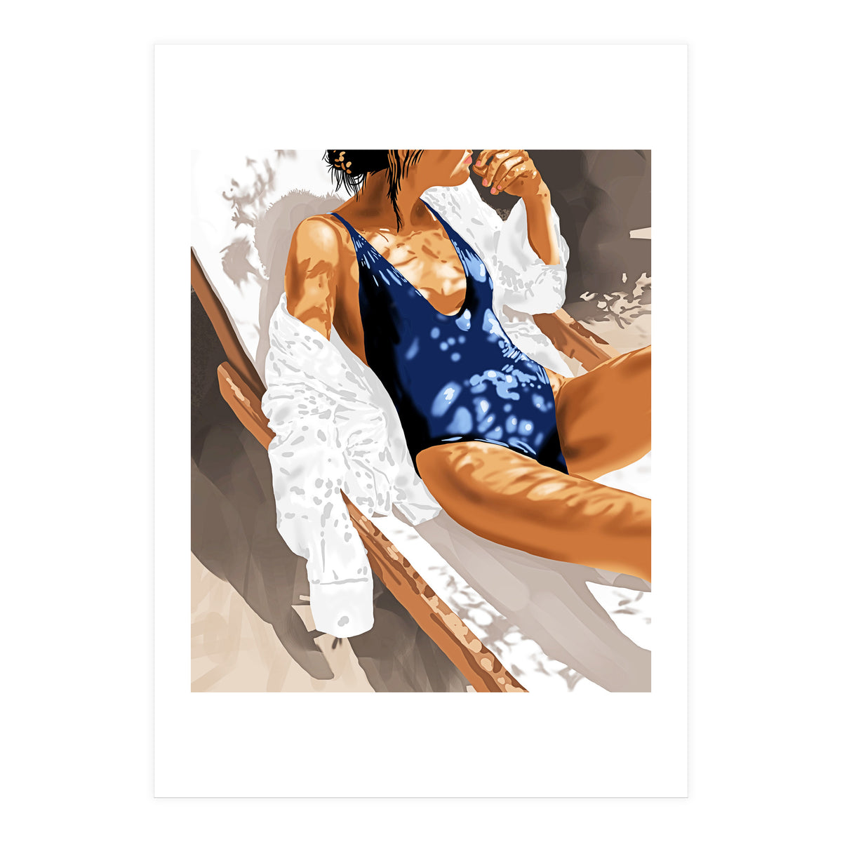 Girls Just Wanna Have Sun Painting, Woman Fashion Swim Beach Vacation Travel Summer Illustration (Print Only)
