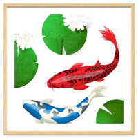 Watercolor Koi Fish And Lotus