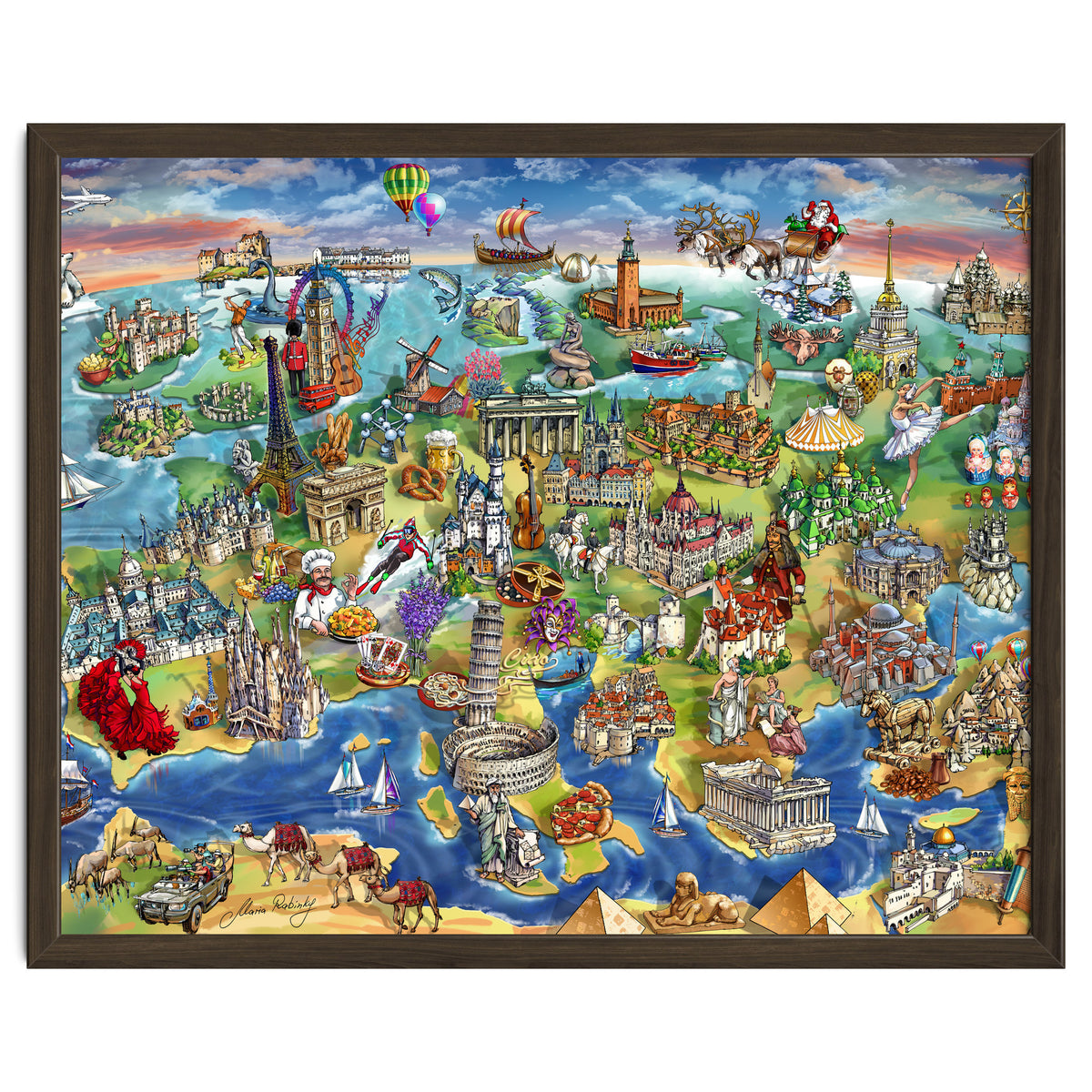 European World Wonders Illustrated Map