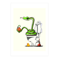 Snake on the Toilet, funny Bathroom humour (Print Only)