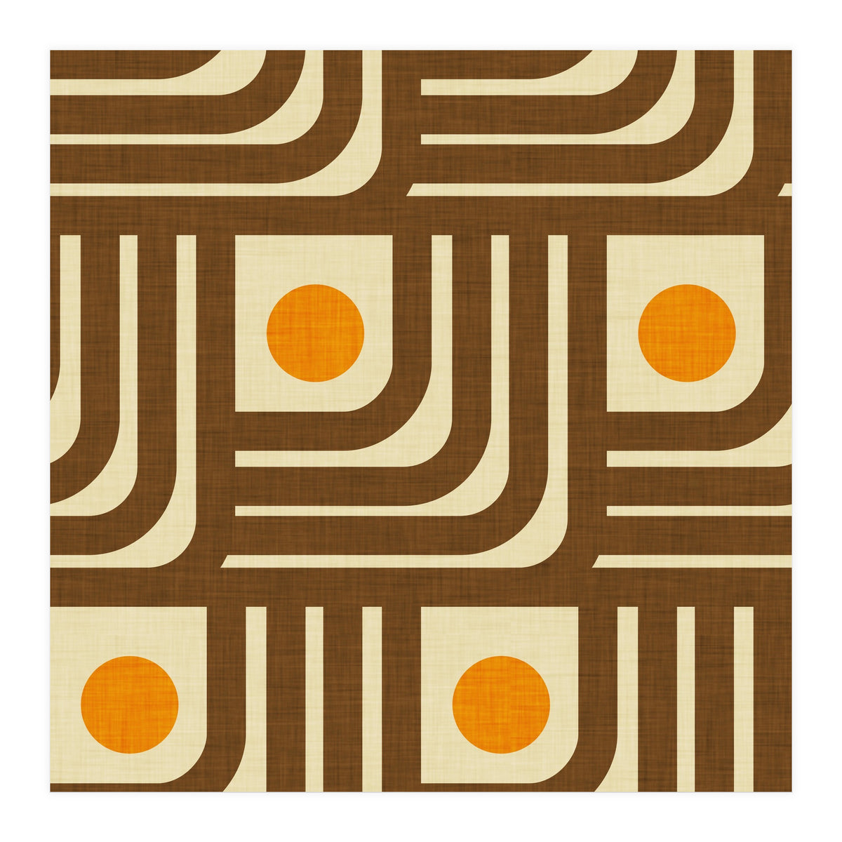 70s Curve Lines Brown Orange  (Print Only)