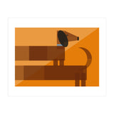 Mid Century Geometric Sausage Dog Dachshund (Print Only) thumbnail