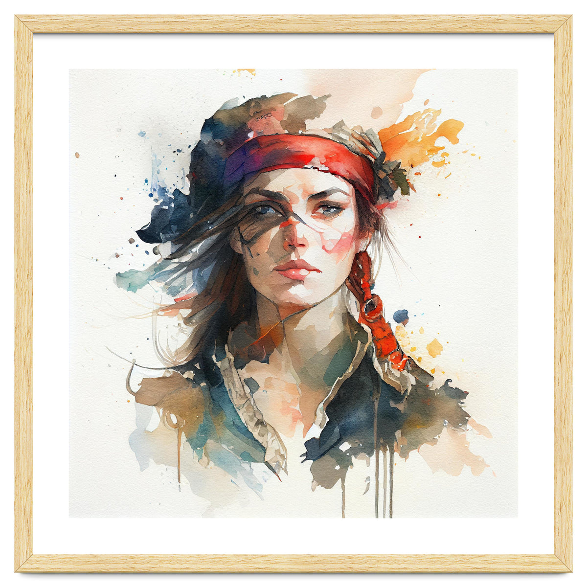 Watercolor Pirate Woman #4