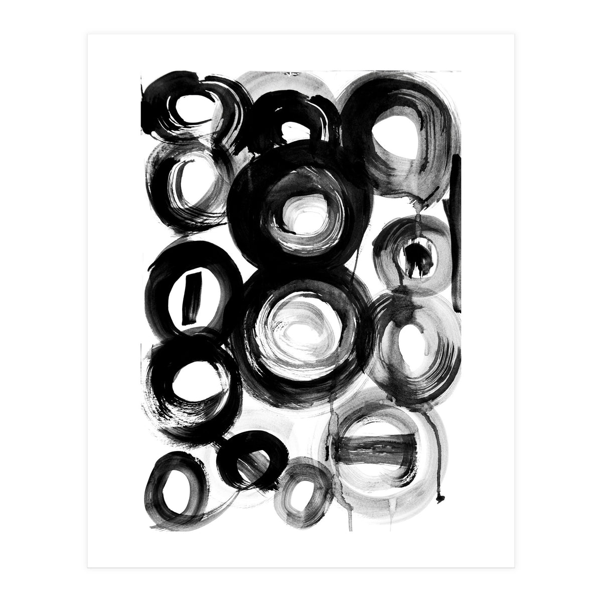 Black and White Ink Circles (Print Only)