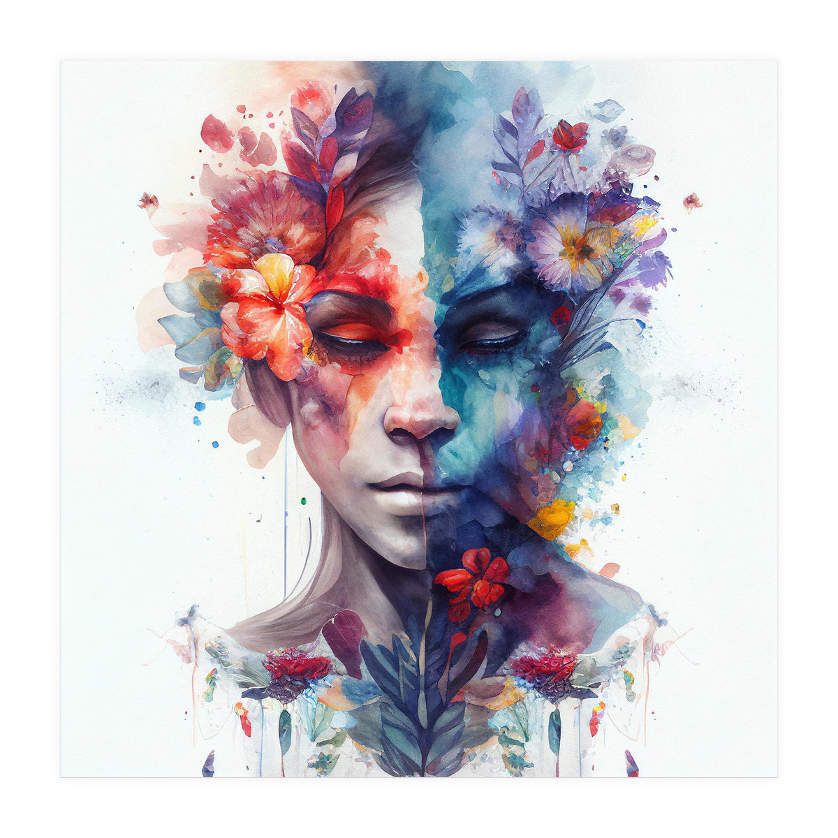 Watercolor Tropical Woman #11 (Print Only)