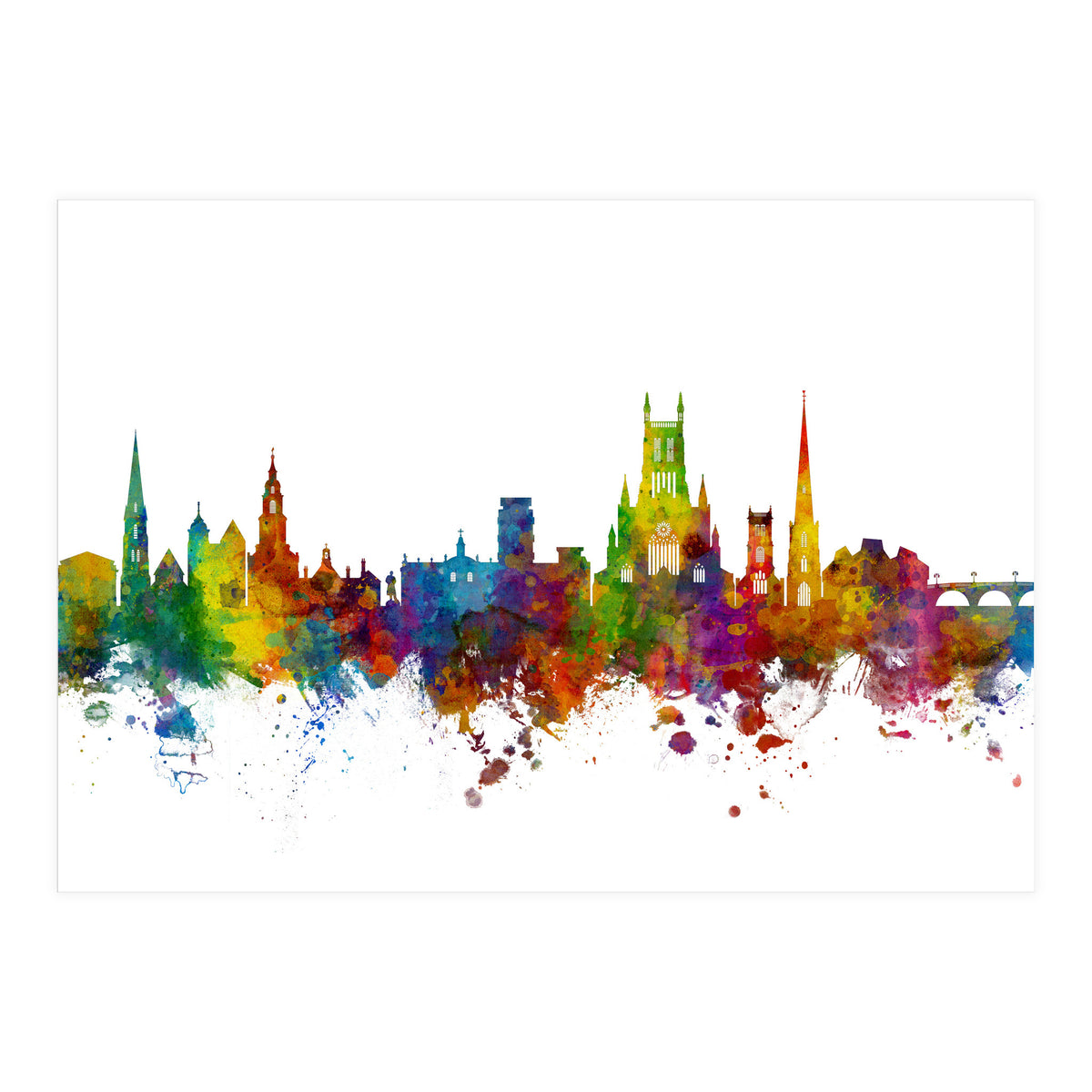Worcester England Skyline (Print Only)