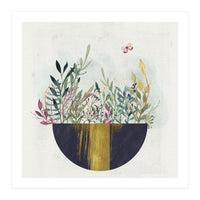 Flowers and leaves in a simple basket (Print Only)