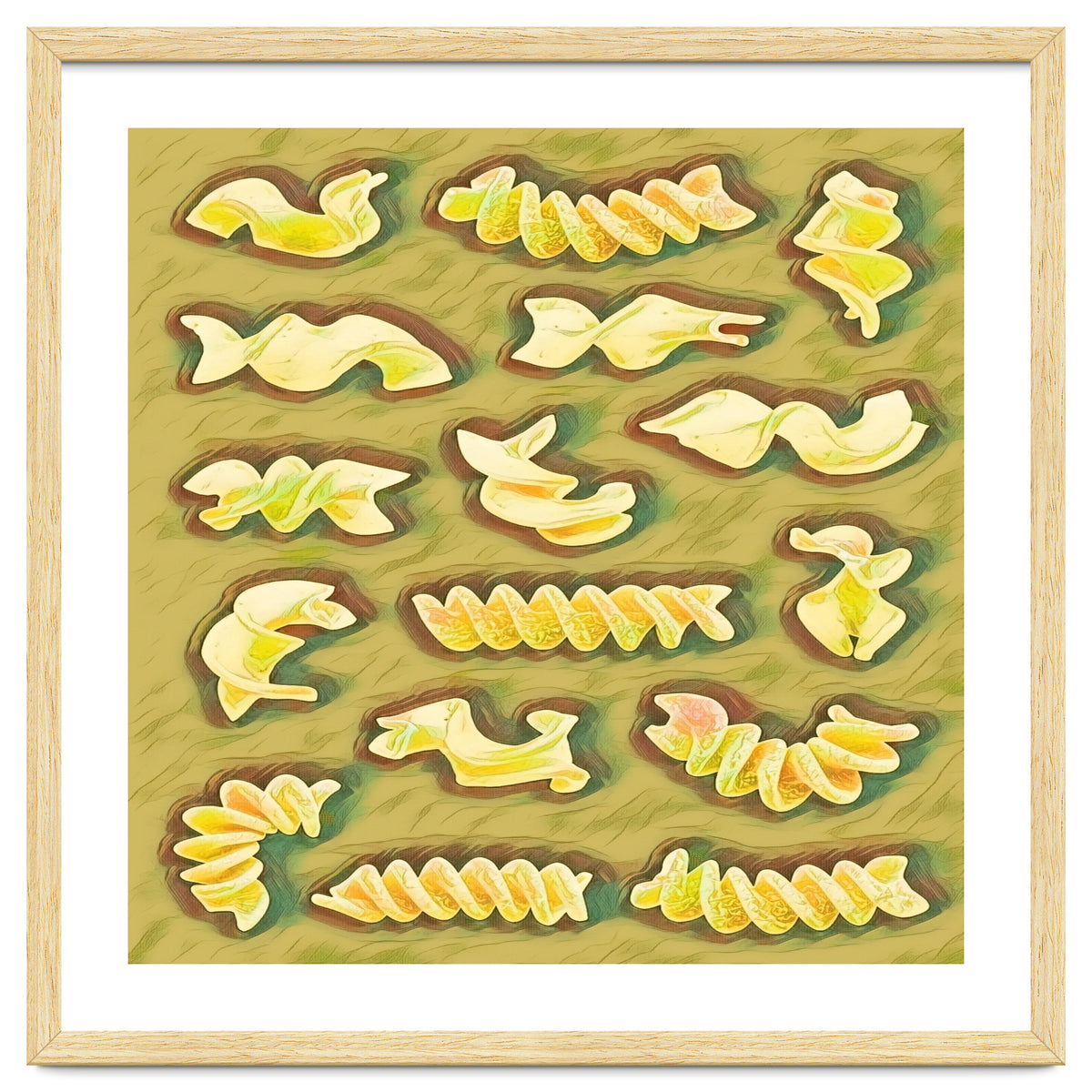Pasta shapes fusilli and rotini