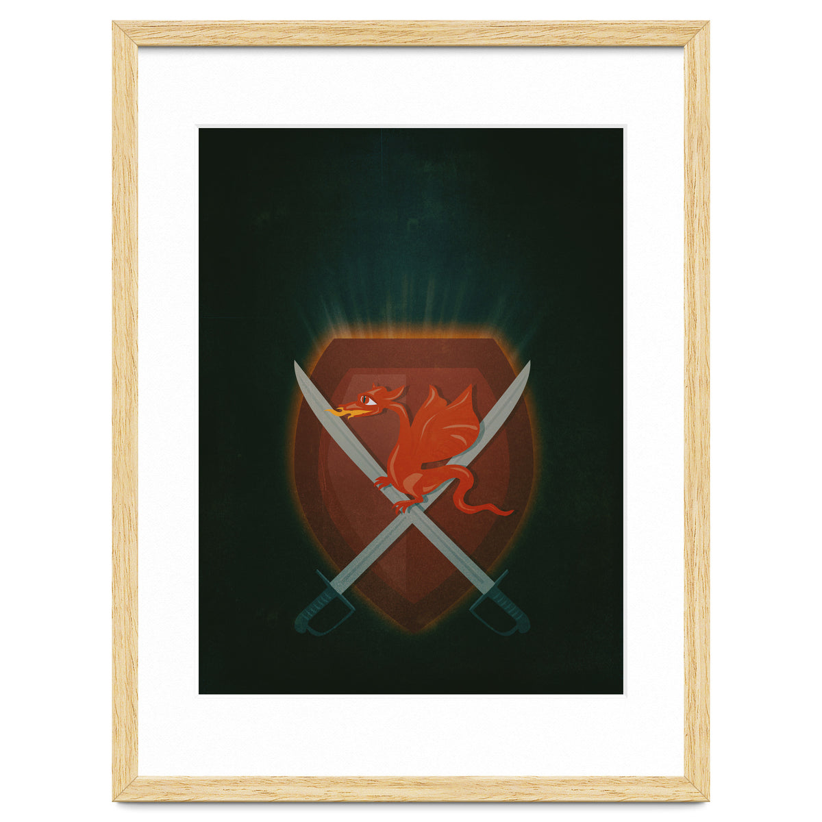 Heraldic dragon and cutlasses