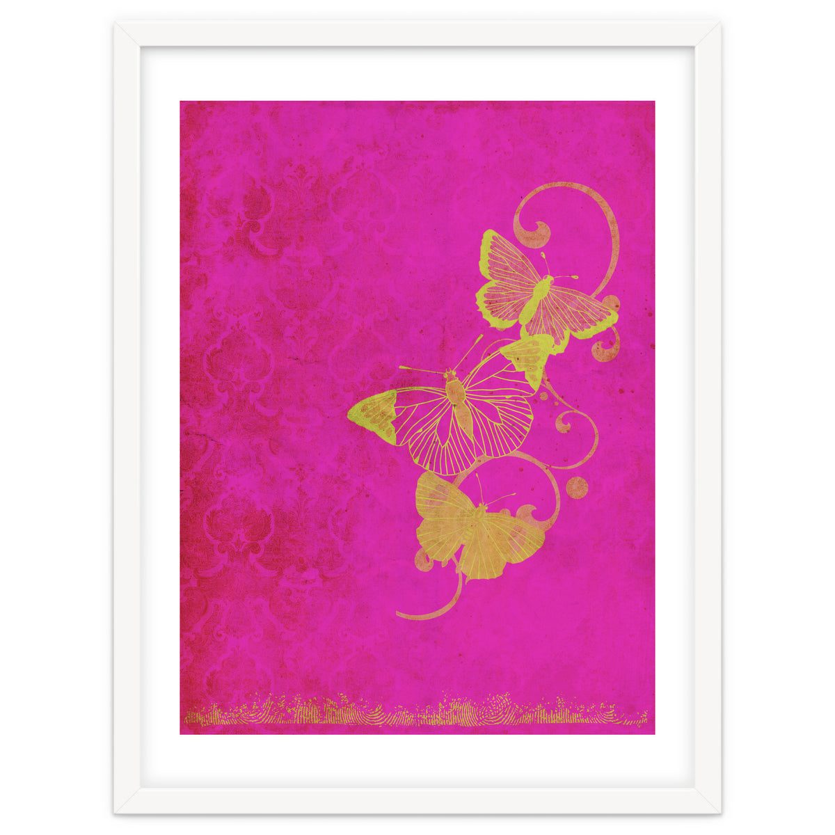 Yellow Butterflies on Pink