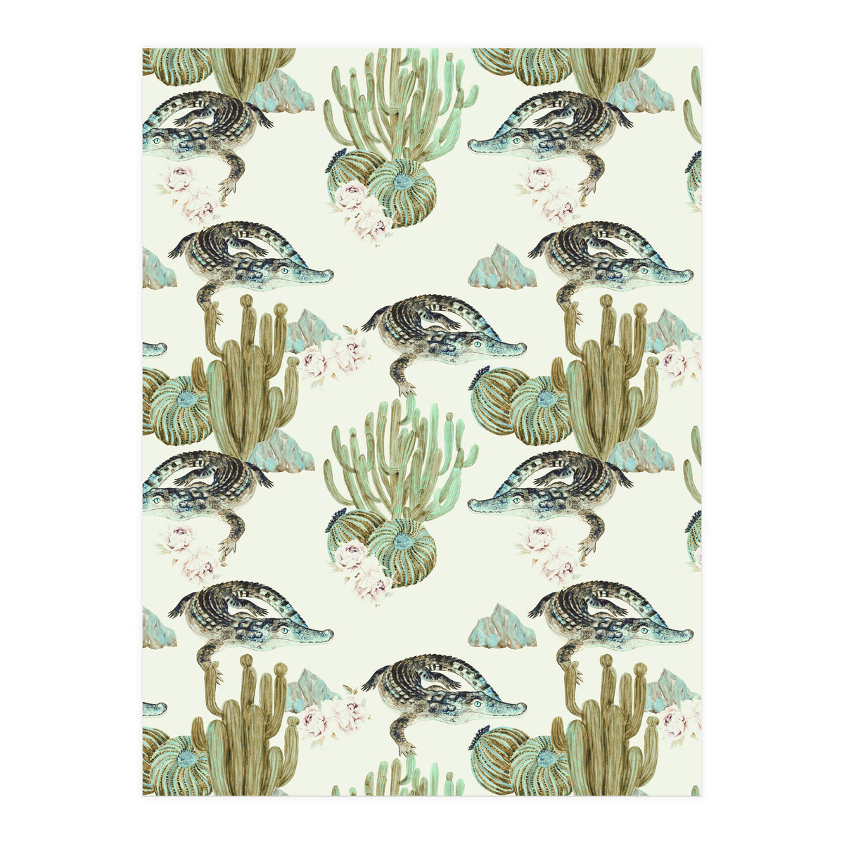 Crocodile pattern on the cactus (Print Only)
