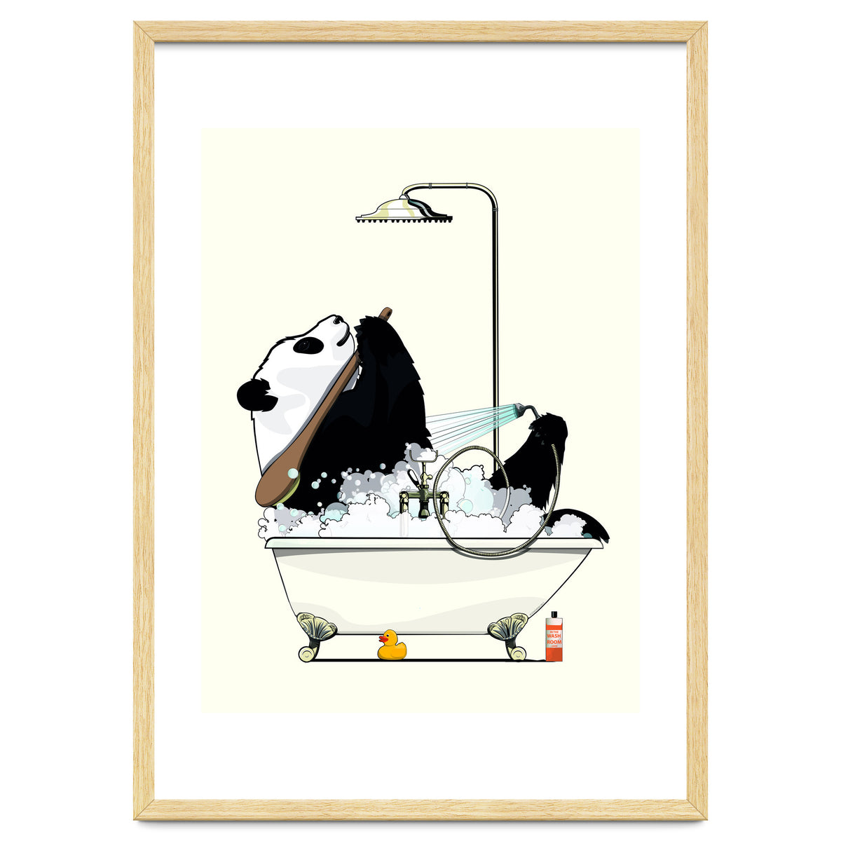 Giant Panda Bear in the Bath, funny bathroom humour