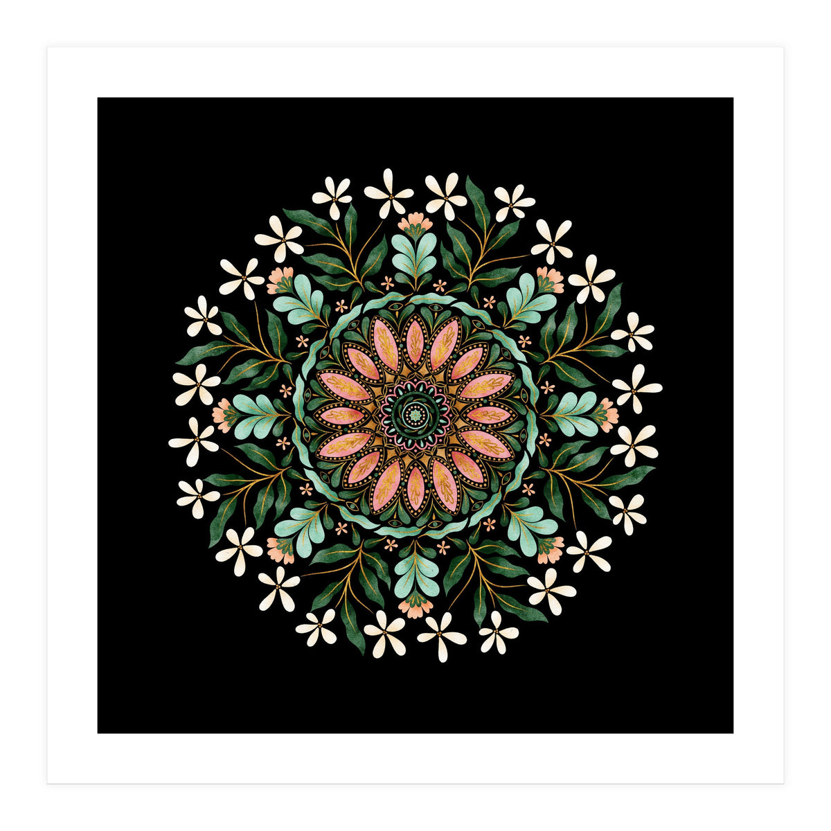 Floral Mandala | Black (Print Only)