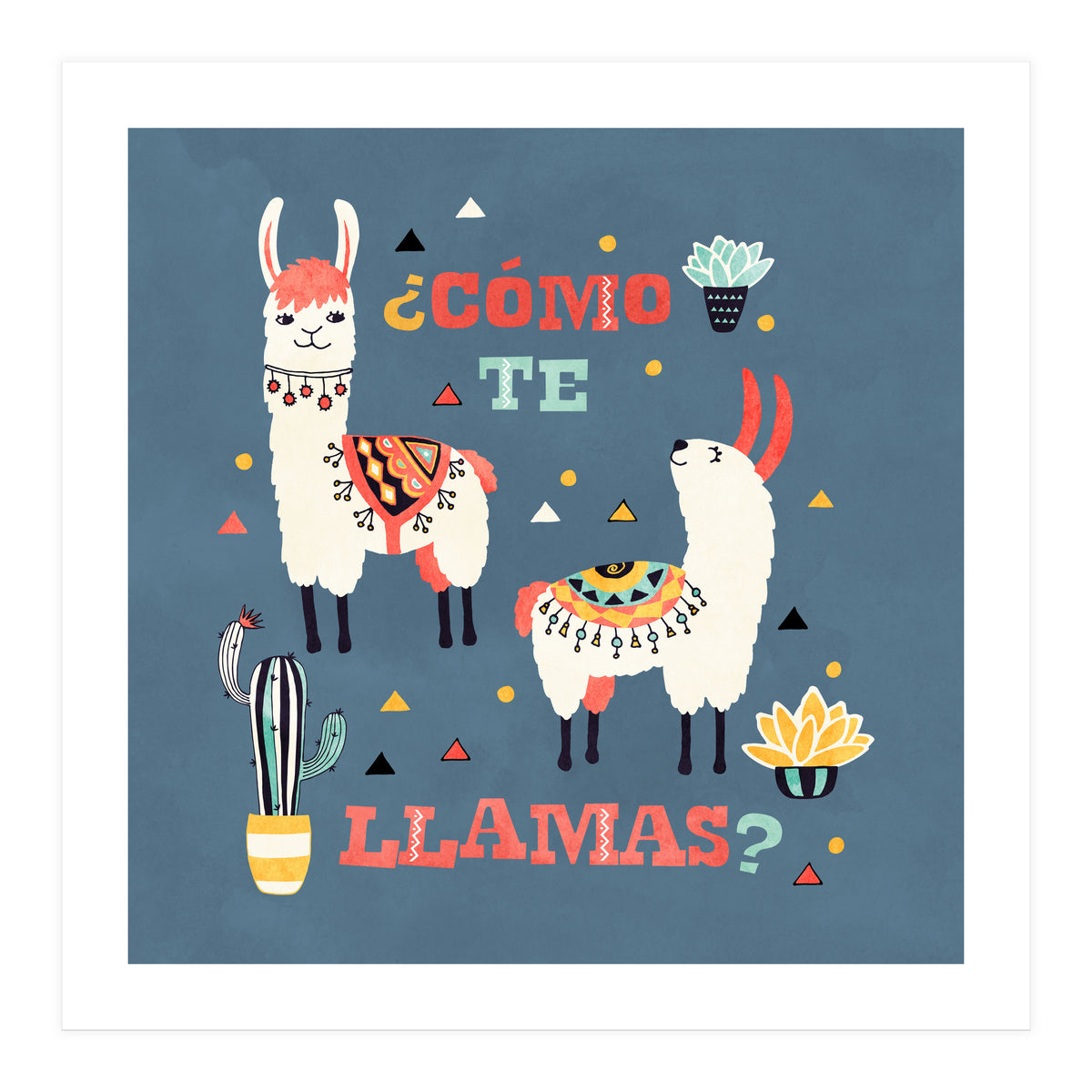 Llama With Cactus Como Te Llamas Spanish Saying 1 (Print Only)