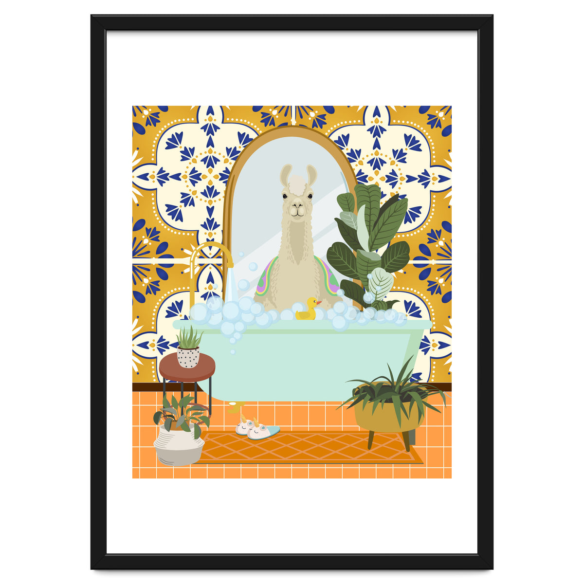 Llama Bathing in Moroccan Style Bathroom