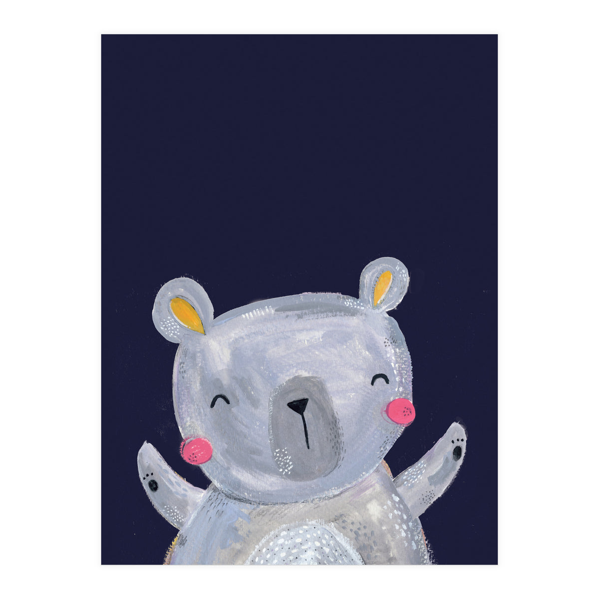 Woodland Bear On Navy (Print Only)