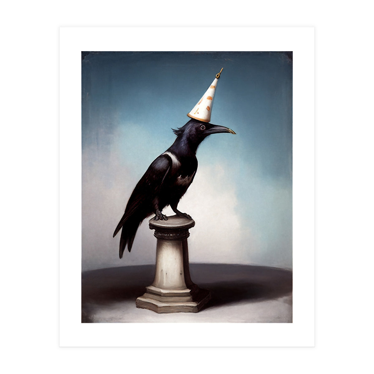 Crow In A Party Hat Gothic Painting (Print Only)