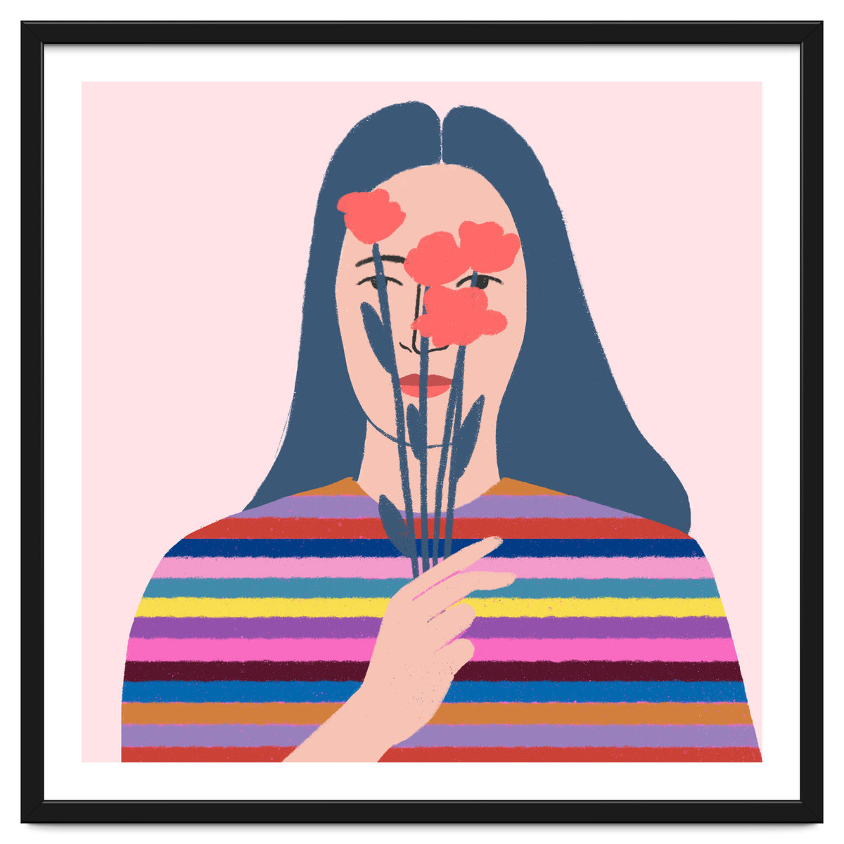 Girl With Flowers Square