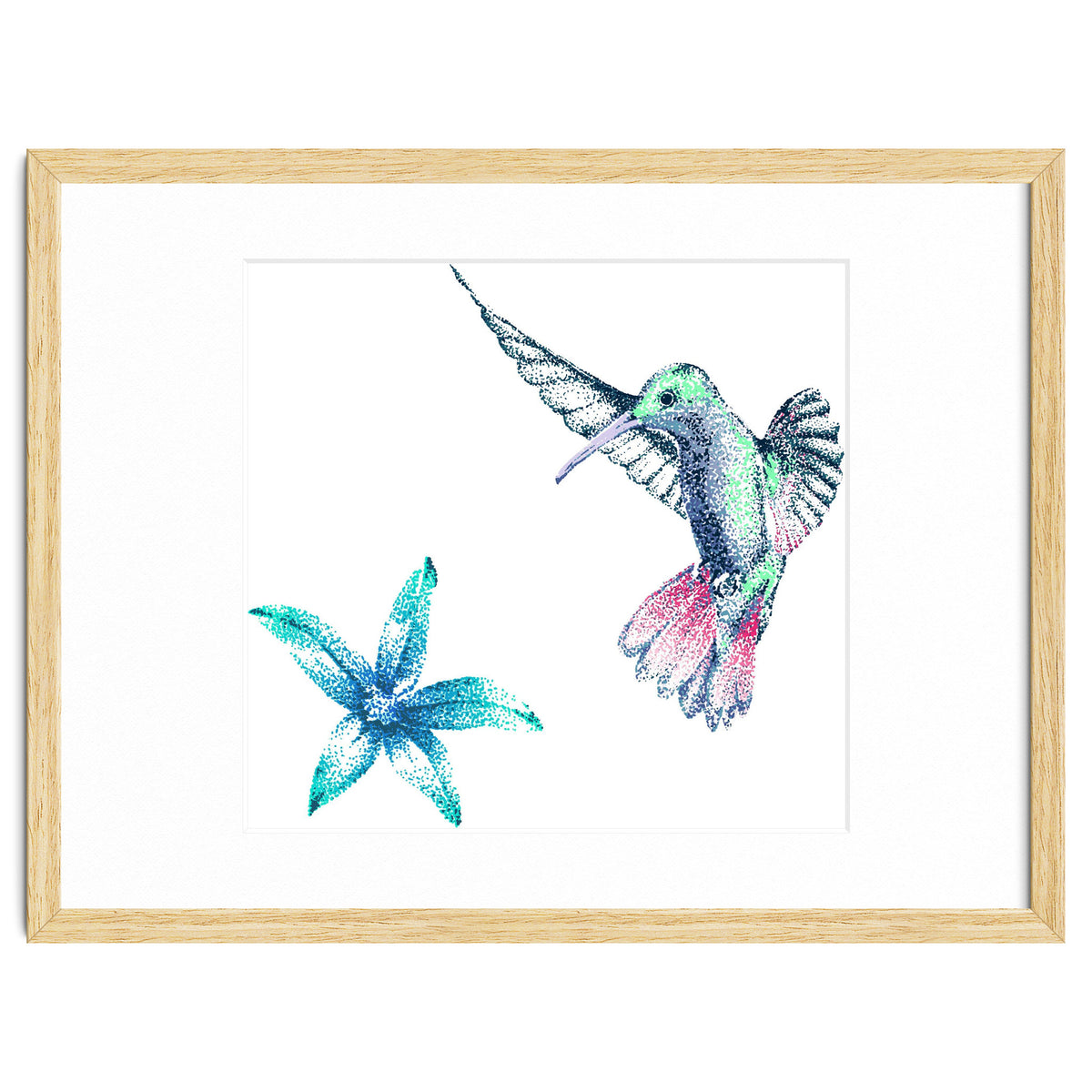 Green Hummingbird And Tropical Flower