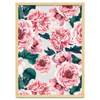 Pattern pink vintage peonies