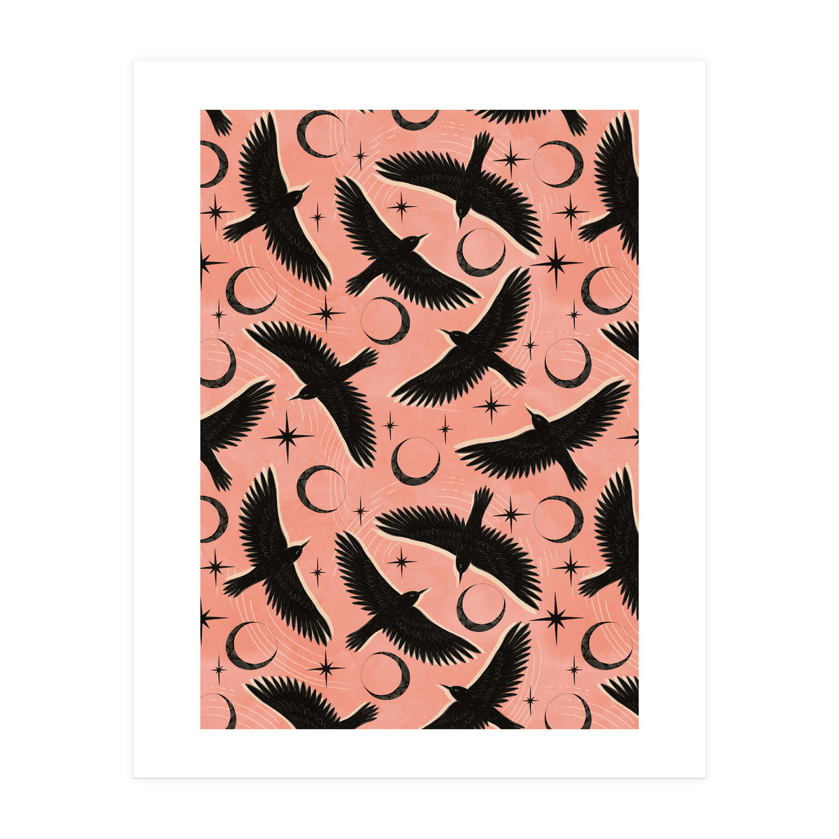 Black Birds With Moons (Print Only)