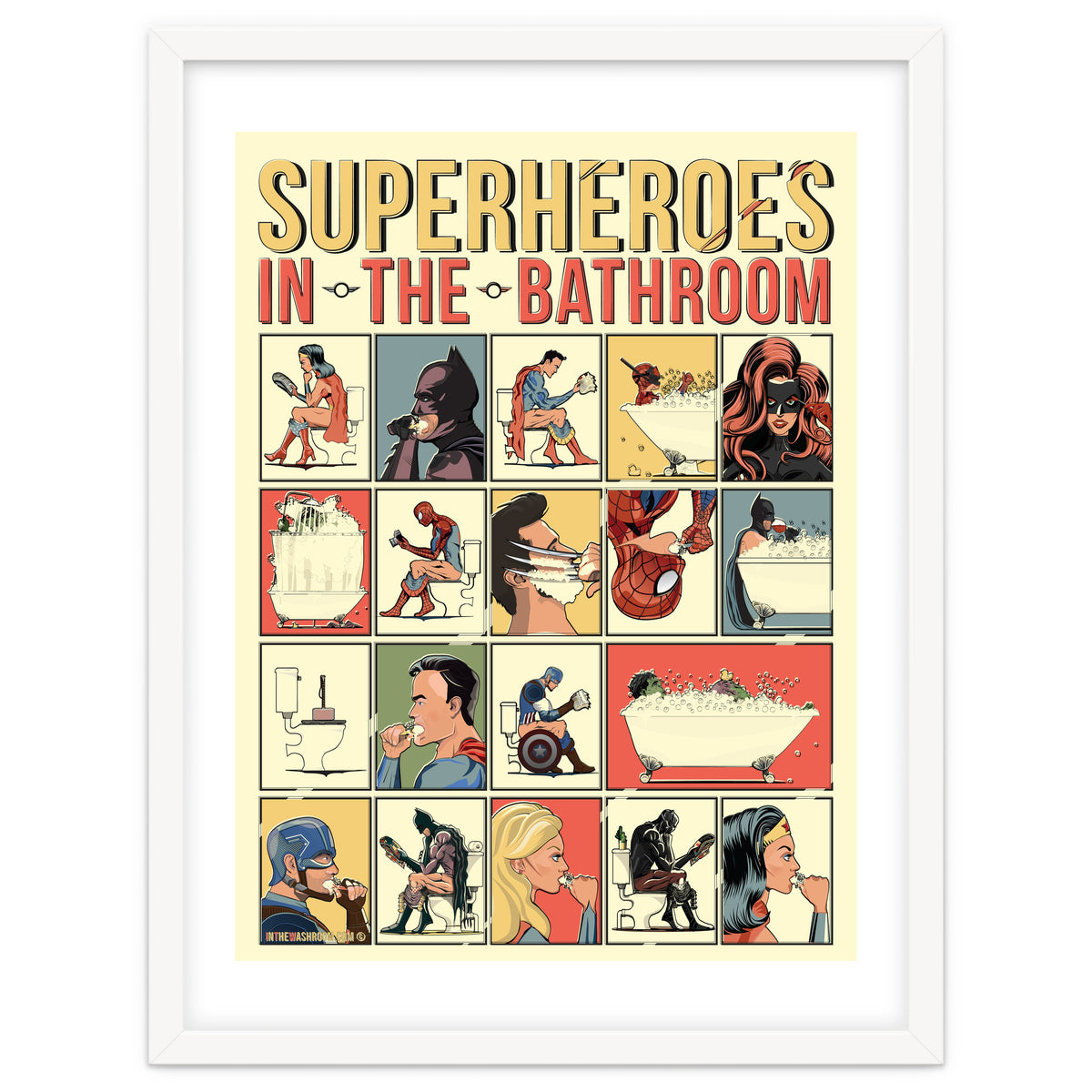 Superheroes in the Bathroom, funny Bathroom Humour