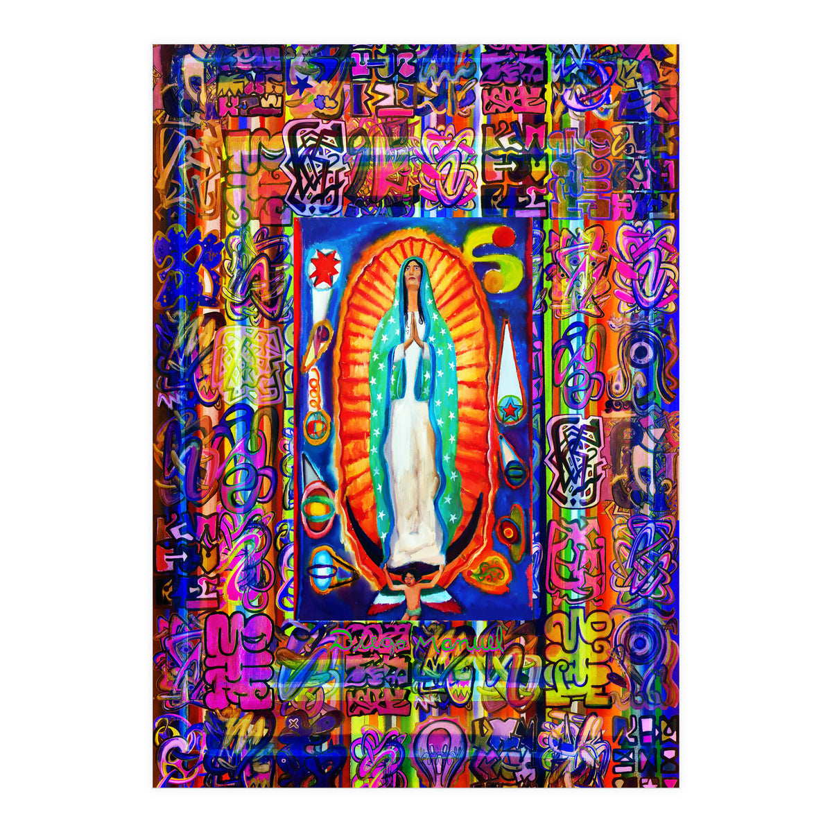Graffiti Digital 2022 344 and Virgin of Guadalupe (Print Only)