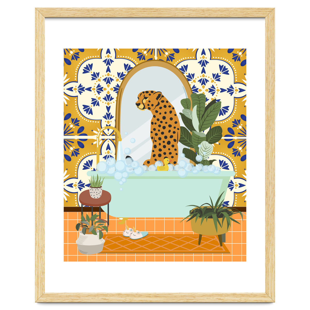 Cheetah Bathing in Moroccan Style Bathroom