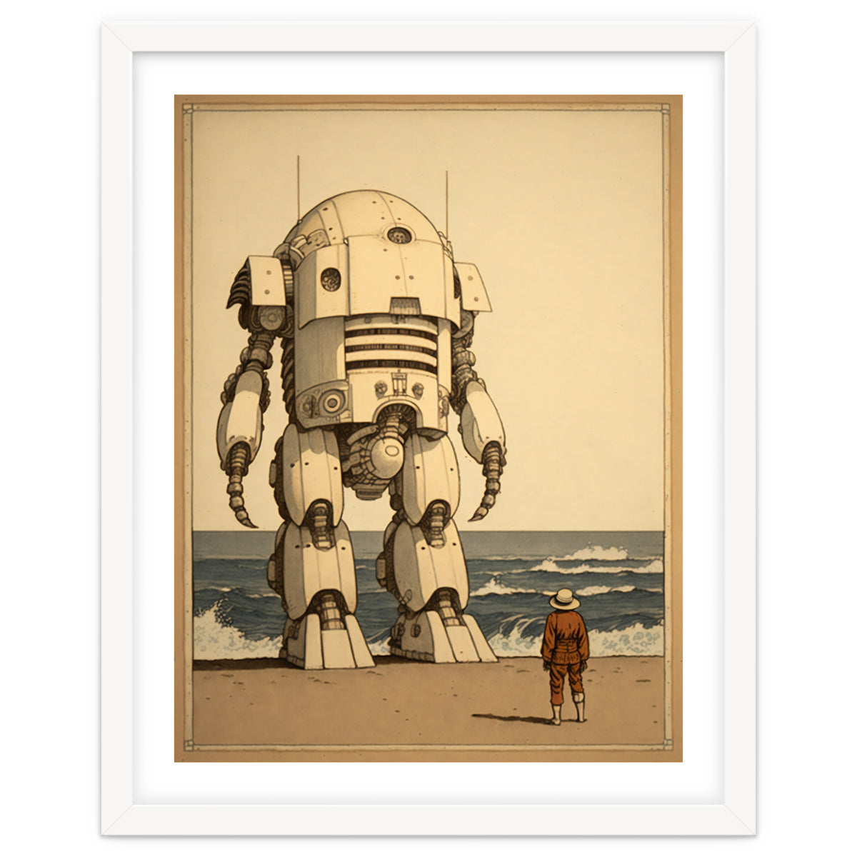 Giant Robot Japanese Woodblock Print