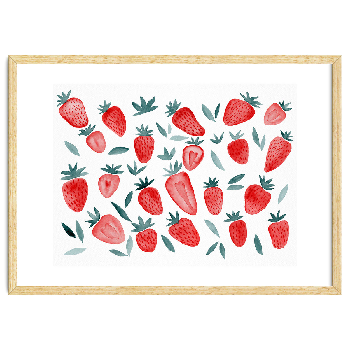 Strawberries - red and teal