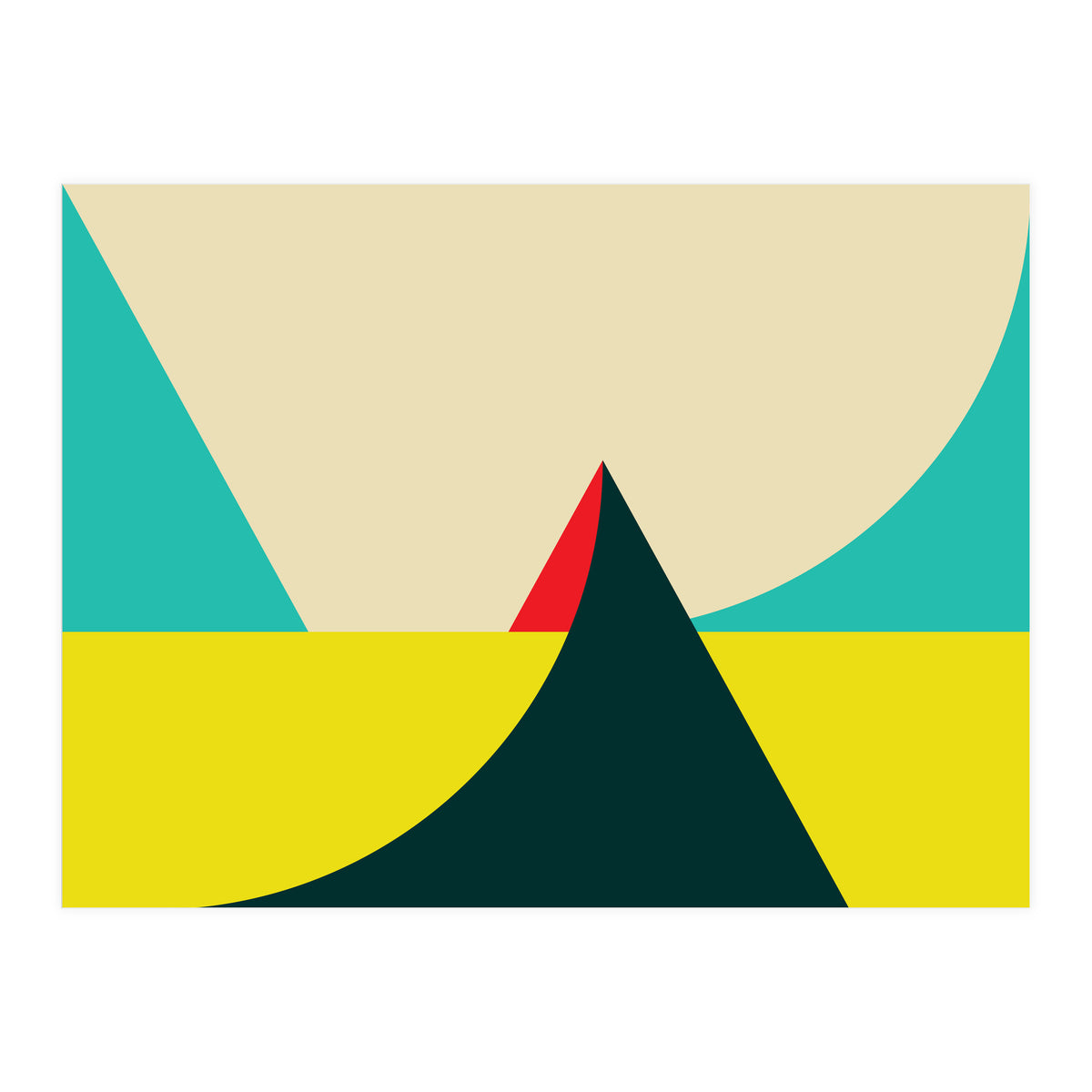 Geometric shapes No. 7 - yellow, turquoise, green & red (Print Only)