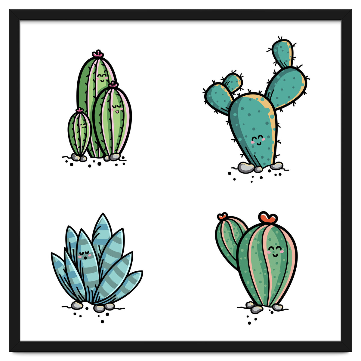 Kawaii Cute Cacti Desert Plants