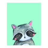 Woodland Racoon On Mint (Print Only) thumbnail