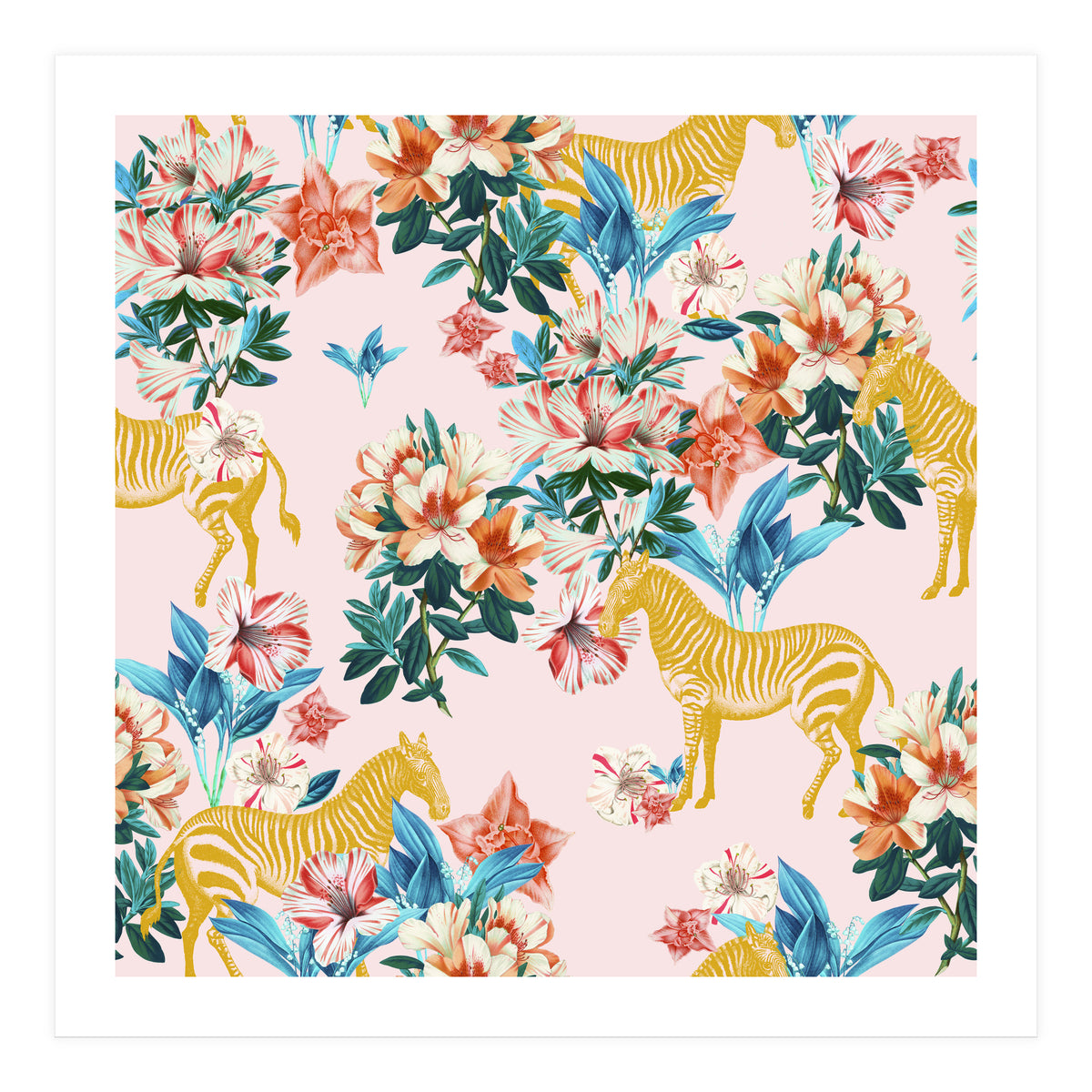 Floral And Zebras (Print Only)