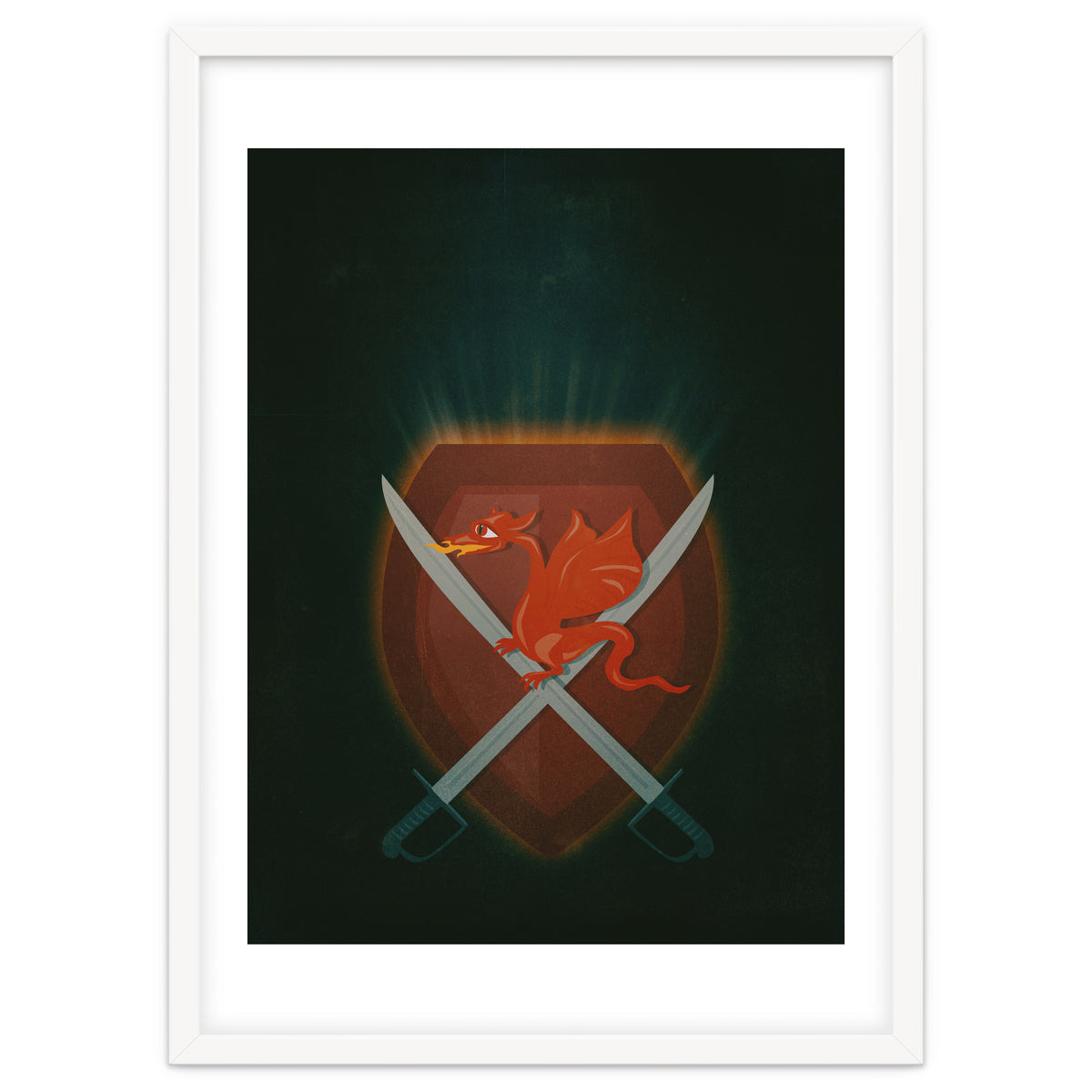 Heraldic dragon and cutlasses