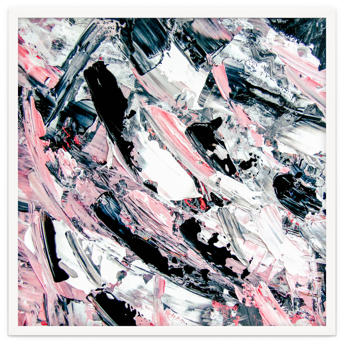Modern Abstract Pastel Pink Black White Grey Acrylic Brushstrokes
