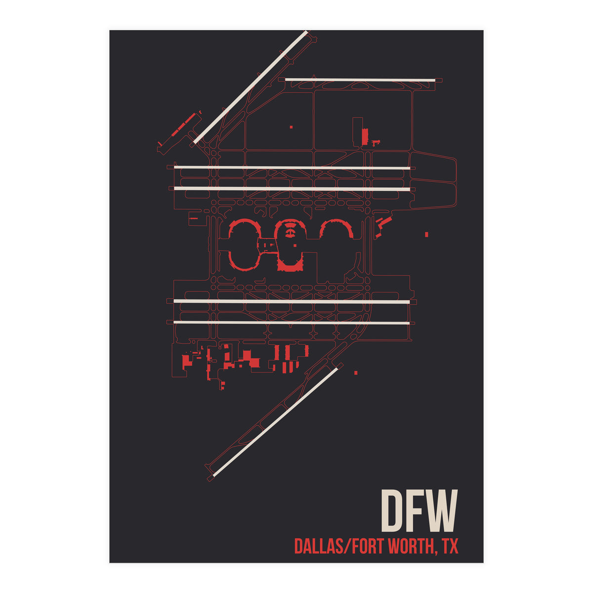 Dallas/Fort Worth Airport Layout (Print Only)