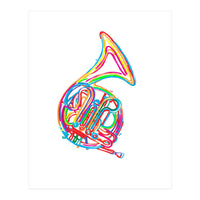 Watercolor French Horn (Print Only)