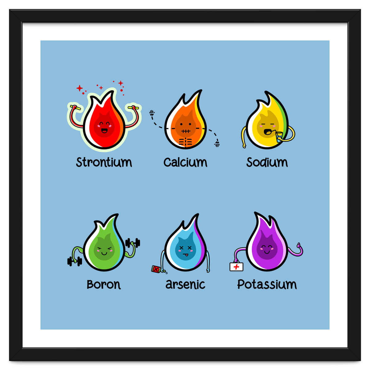 Kawaii Flaming Elements Science