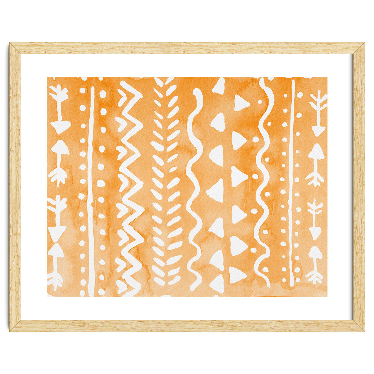 Abstract boho tribal pattern in pastel orange