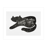 Watercolor galaxy cat - black and white (Print Only) thumbnail