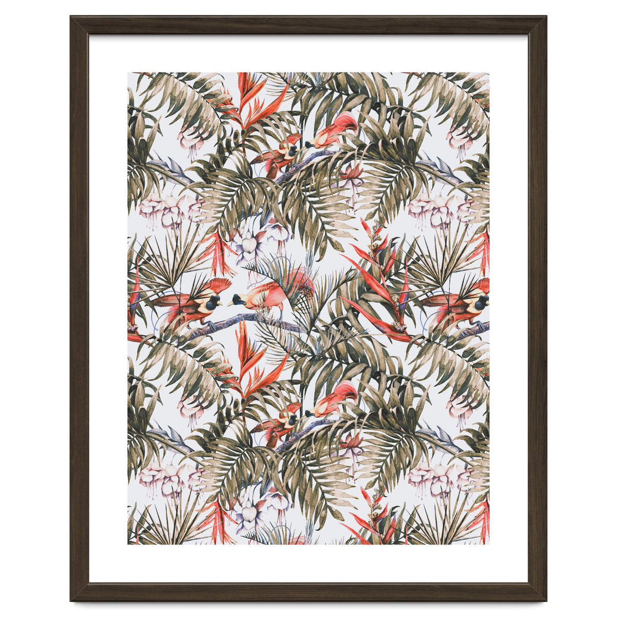 Exotic birds in the jungle paradise