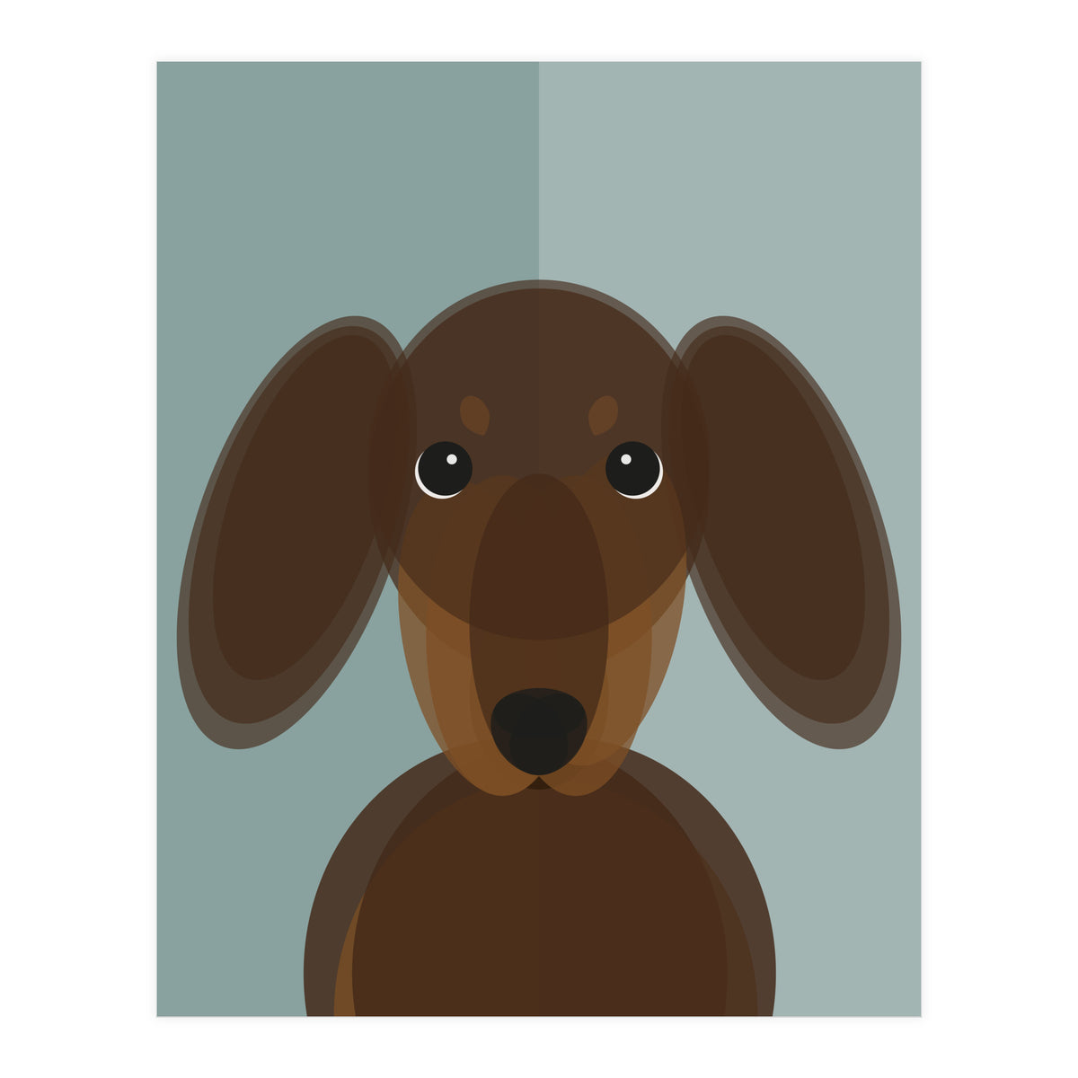 Mid Century Geometric Dachshund Dog (Print Only)