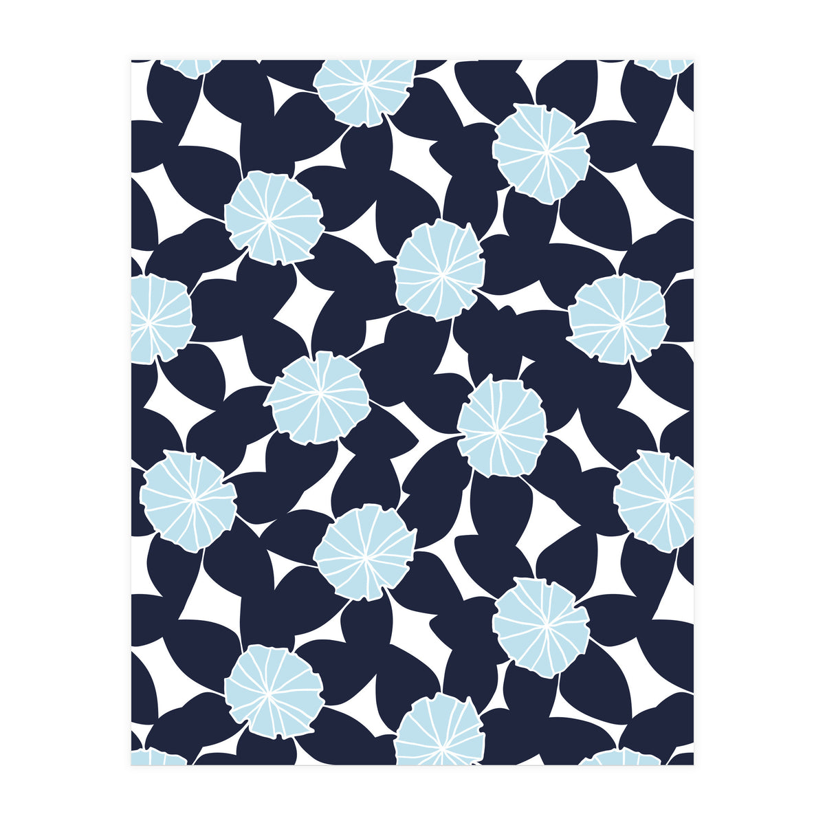 Pastel Blue Abstract Flower Pattern (Print Only)