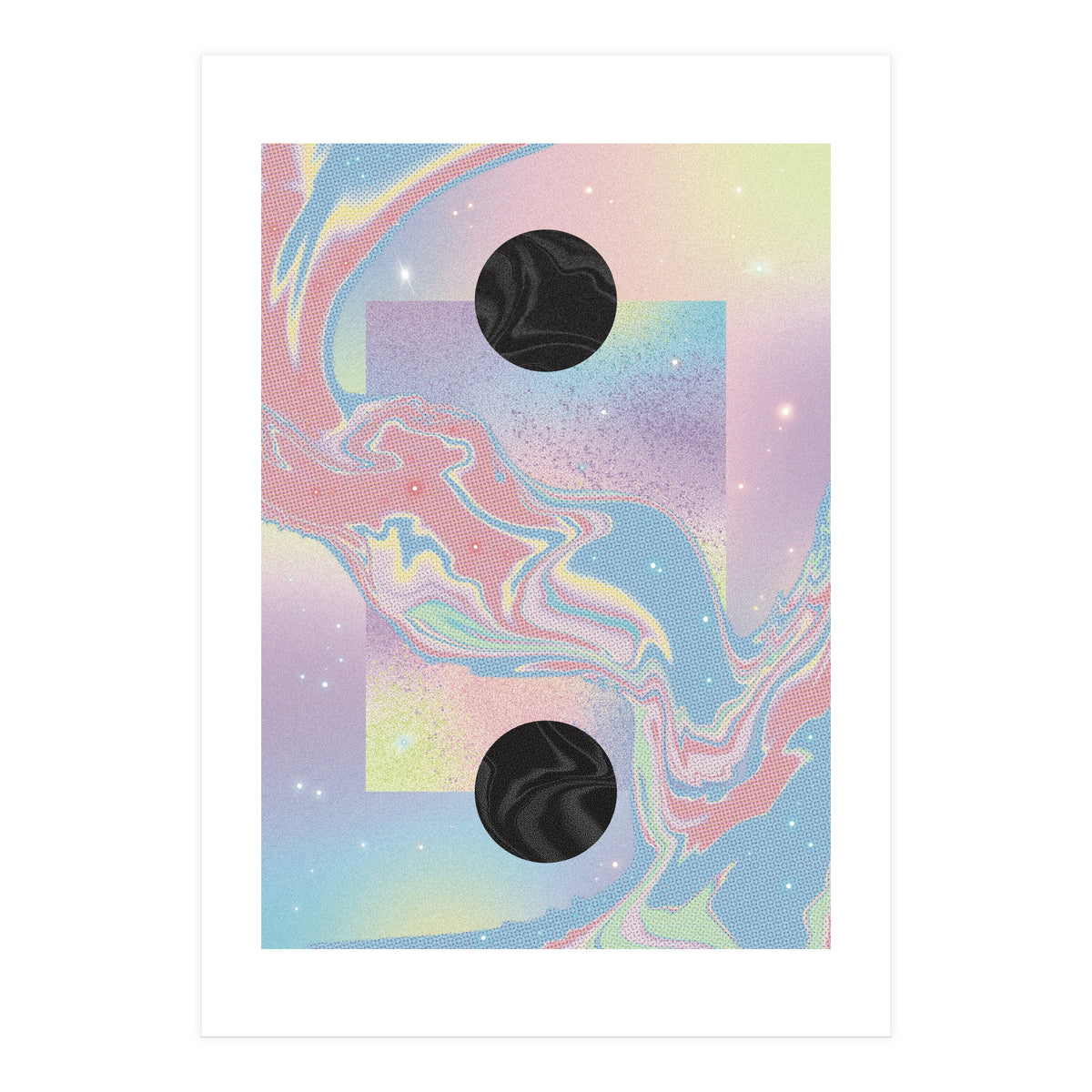 Pink Pastel Space Planet Yin Yang (Print Only)