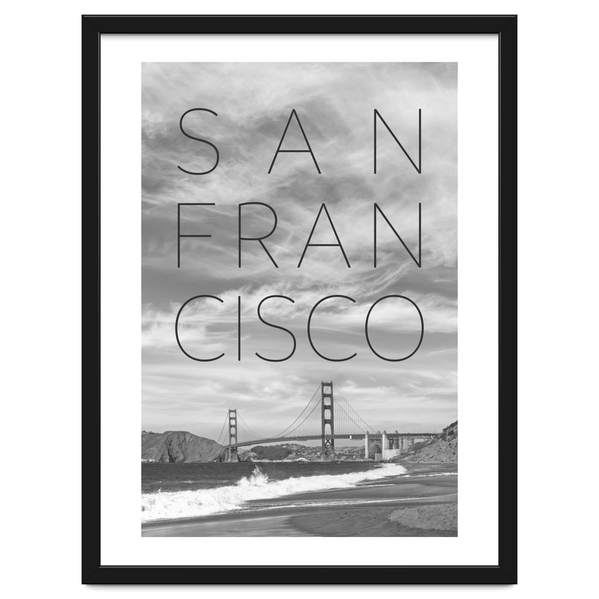 Golden Gate Bridge & Baker Beach | Text & Skyline