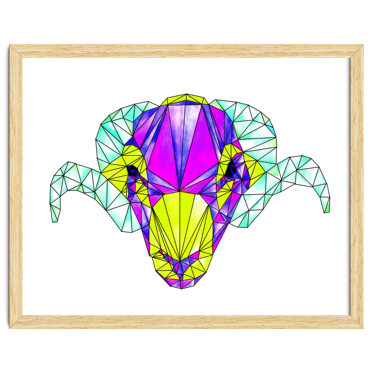 Colourful Geometric Swaledale Sheep Tup with Black Lines