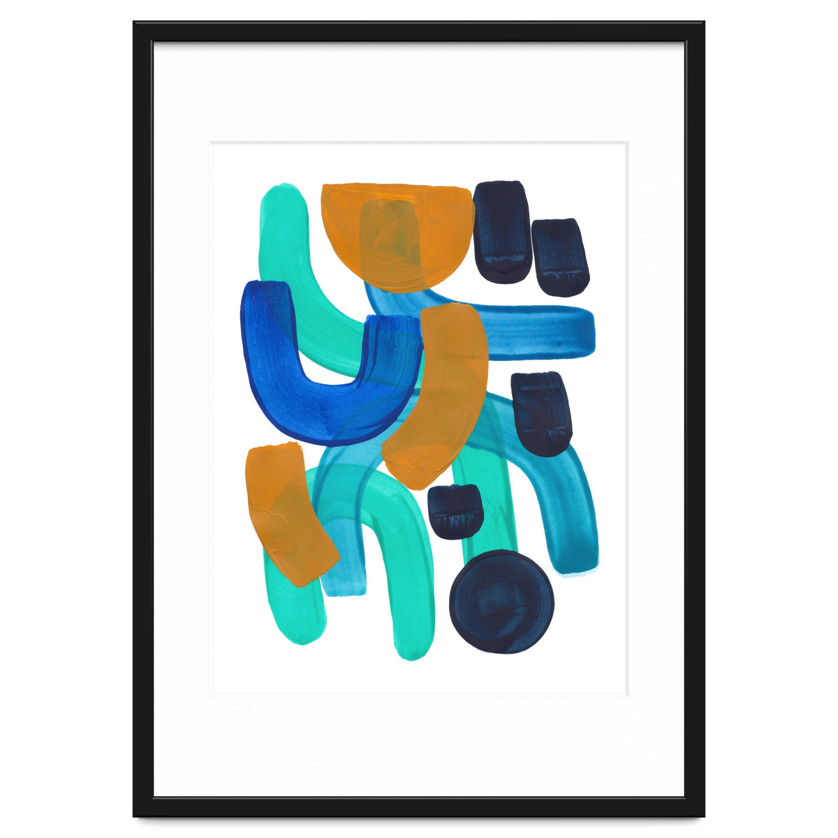 Fun Colorful Blue Turquoise Shape Yellow Accent