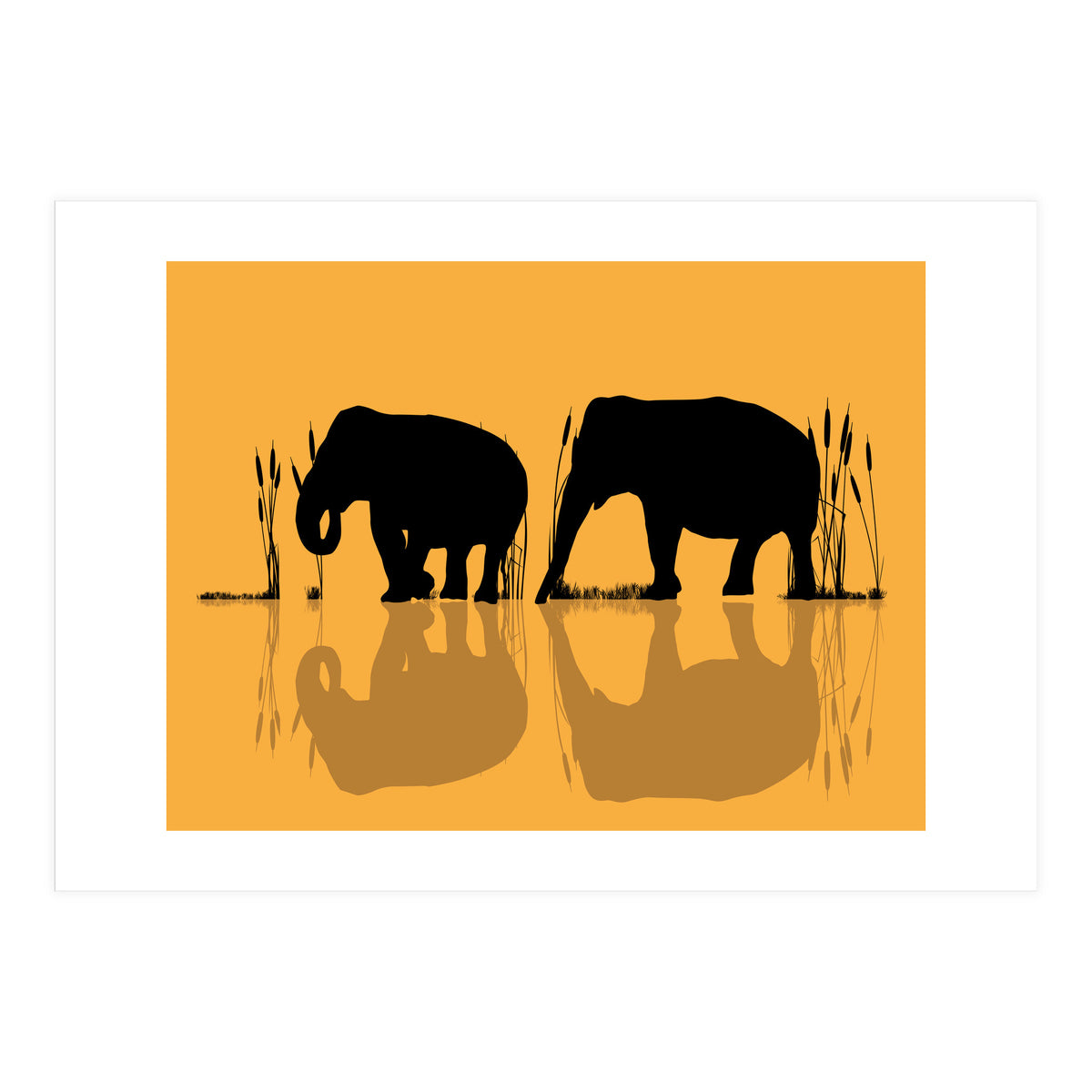 Elephants In The Water (Print Only)